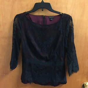 Ann Taylor Black Lace Top Size 2